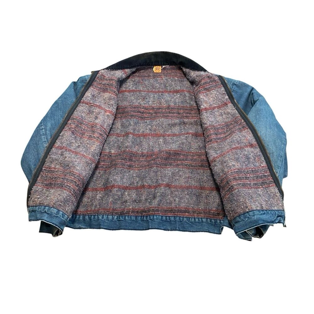 Vintage Big Ben Denim Detroit Jacket Coat Blanket Lined USA Made 70s Scoville XL - Picture 8 of 9